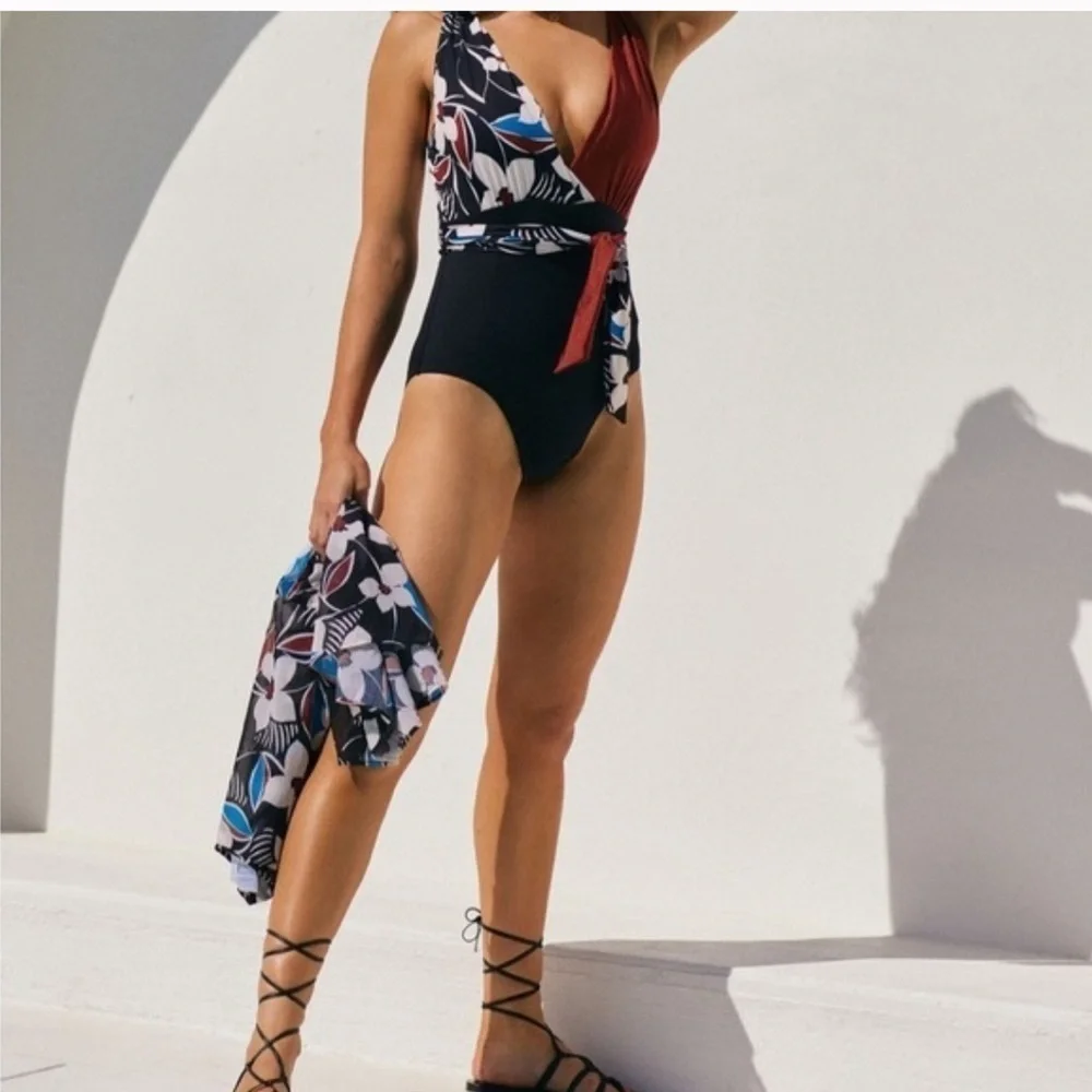 Sanctuary Moody Blooms Tie-Front One-Piece Swimsuit - Picture 15 of 16